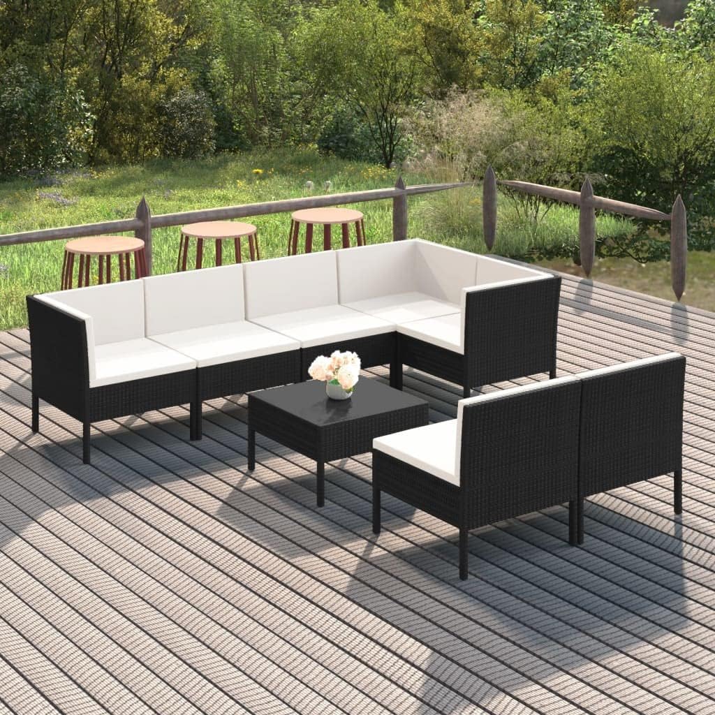 Furniture Sets 8 Piece Patio Lounge Set with Cushions Poly Rattan Brown,Ultimate Relaxation: Modular Outdoor Lounge Set for Your Dream Patio or Garden Garden Conversation Sets