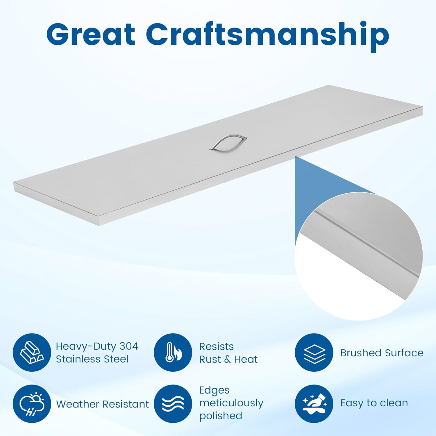 Drizzlen Premium 304 Stainless Steel Fire Pit Cover 51