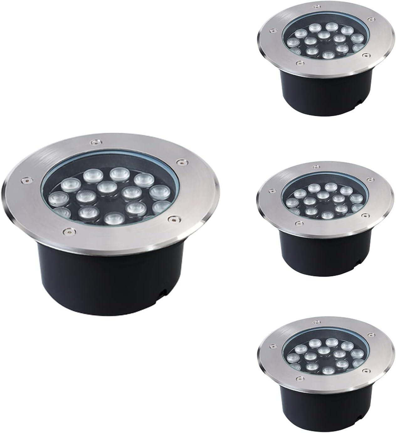 4 Pack Outdoor Landscape Light Underground Round Landscape Lamp AC85-110V IP65 Waterproof Recessed In Ground Light for Home Driveway Step Pathway Patio Lawn Embedded s