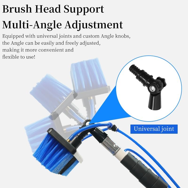 20FT Solar Panel Cleaning Kit with Telescopic Pole & Soap Dispenser, Water Fed Solar Panel Brush for Home/Roof/Caravan, Extendable Window Cleaner Tool for RV, Boat, Deck & Outdoor Use (20FT)