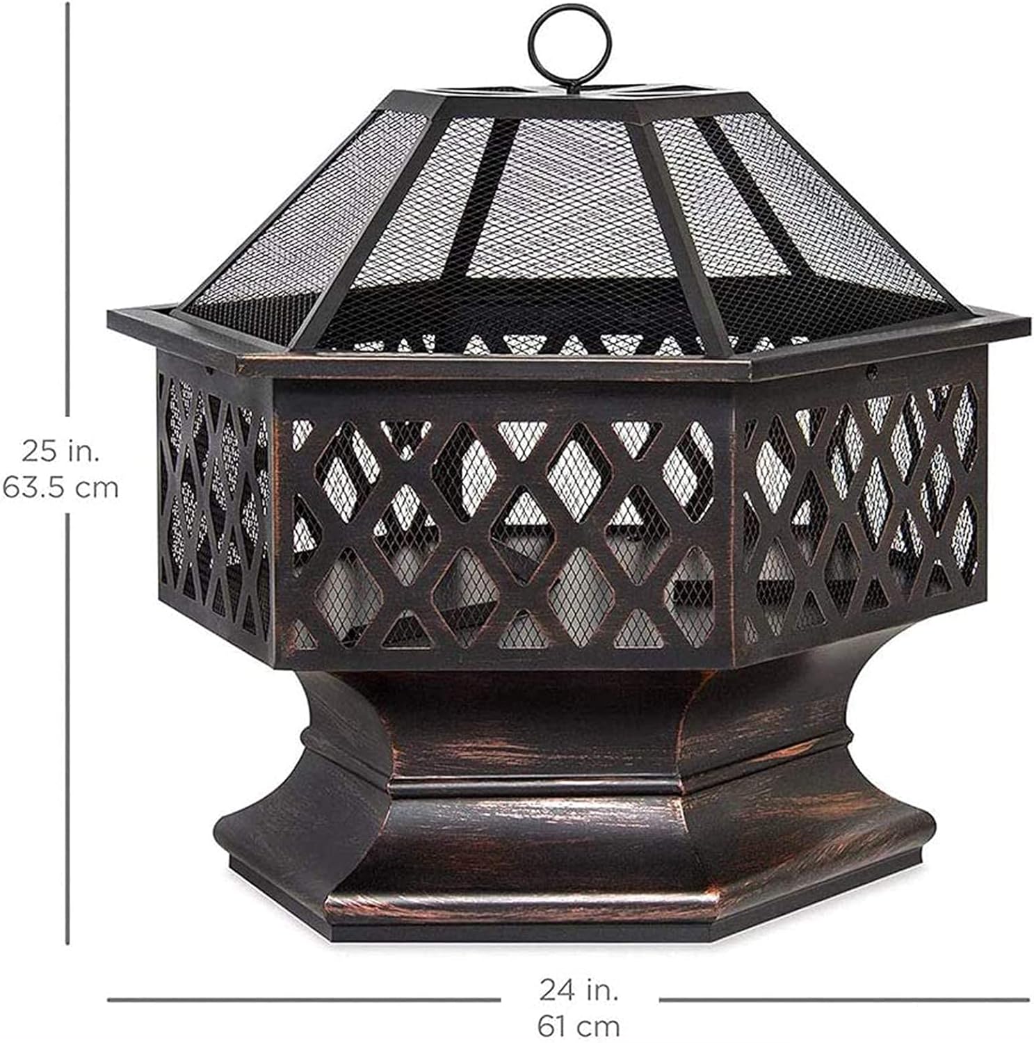 Wood Burning Fire Pit BBQ Grill Firepit Bowl Outdoor Fire Pit with Grill Grate for Camping/Outdoor Heating/Bonfire and Picnic Contain Food Tongs/Coal Clip/Brush/Barb