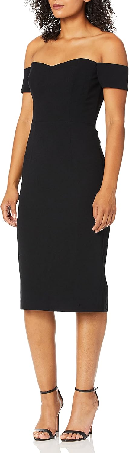 Dress the Population Womens Bailey Off The Shoulder Sweetheart Bodycon Midi Sheath Dress