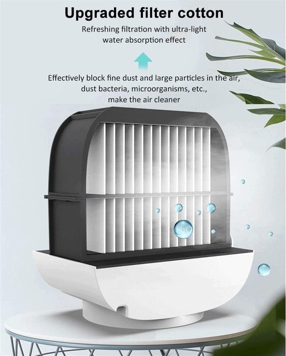 Mini Air Conditioner Fan, Portable Air Conditioner, Portable Desktop Cooling Fan, Personal Table Air Conditioner Fan for Small Room Office Camping (Color : White)