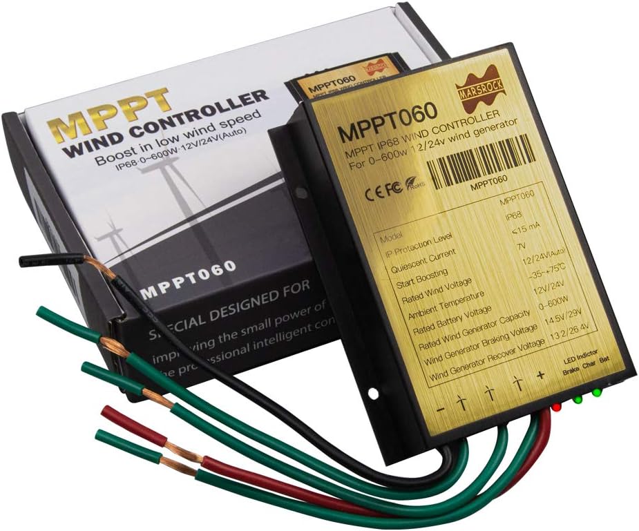 400W 12V AC 5 blades Small Wind Turbine Generator With Charging Indicator Windmill MPPT Controller For wind and solar hybrid light monitor systems 2m/s Low Start Wind Speed(5S-400H-12W)