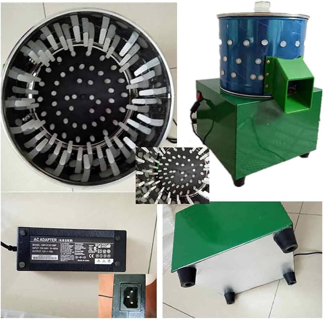 Fowl Food Processor Electric, Commercial Chicken Plucker, Poultry De-featherer with 110 Rubber Fingers, Chicken Turkey Defeathering Machine, for Farming Abattoir Home