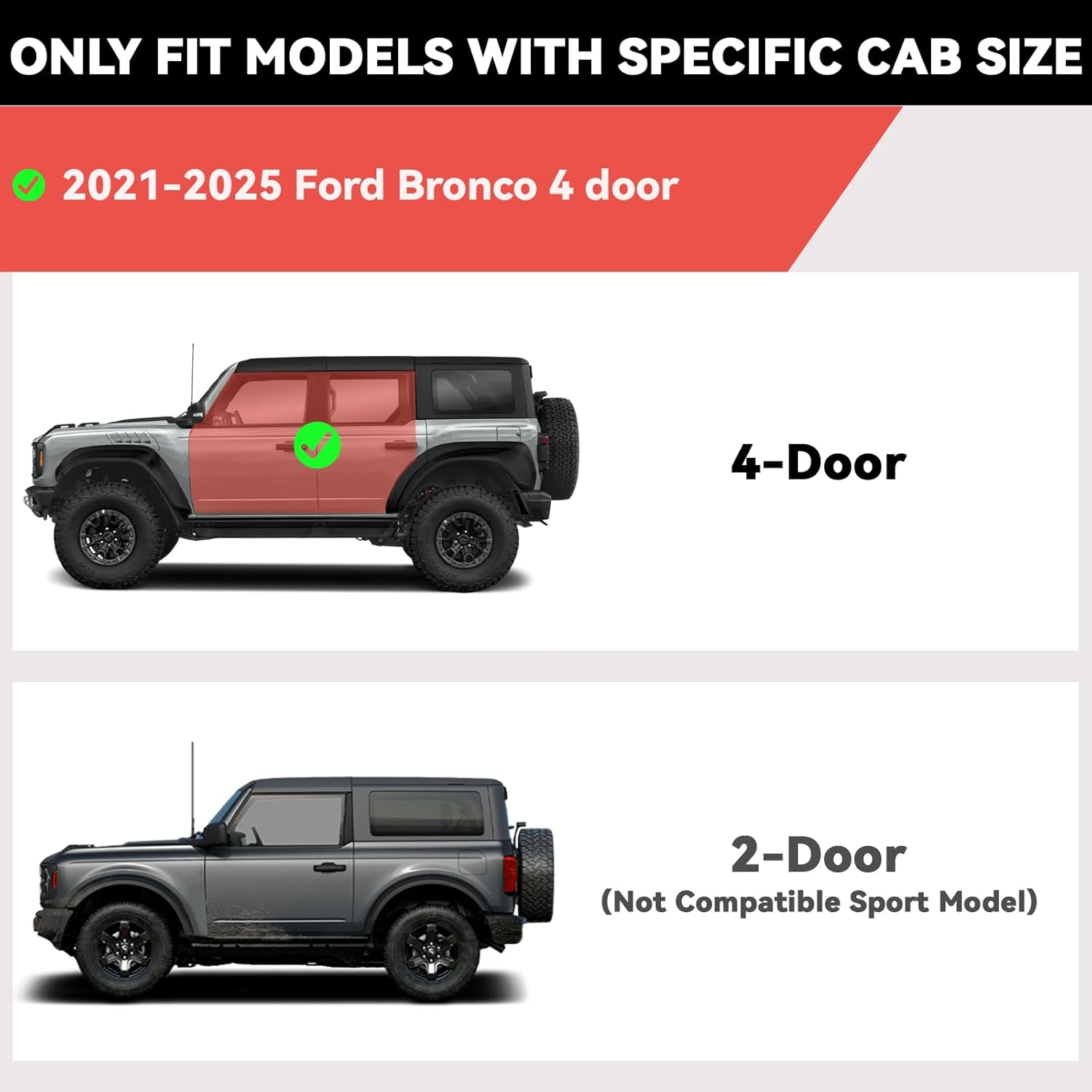 Running Boards for 2021-2025 Ford Bronco 4 Doors SUV, Side Steps Accessories,Black Carbon Steel Nerf Bars, Pair Running Boards