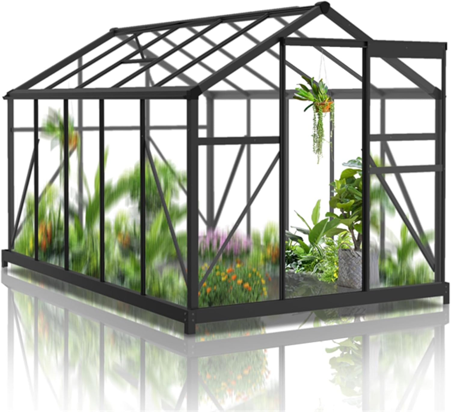 6 * 10FT Heavy Duty Outdoor Garden Warm Hot House, Kuick-Setup Large Walk-in Greenhouse with Roof Vent, Aluminum Hot House for Outdoor Garden Backyard