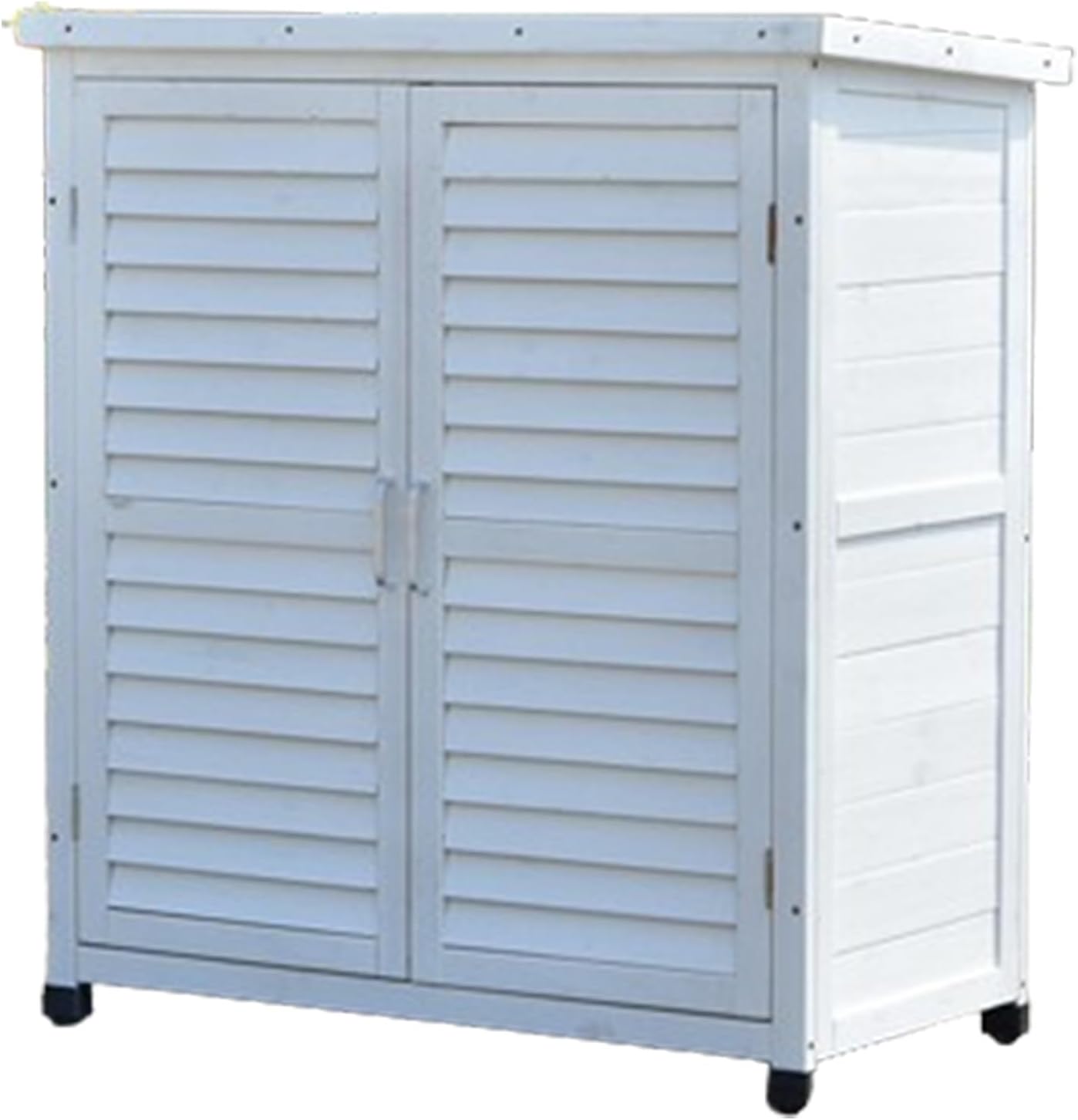 Storage Shed Waterproof with Shelves, Wooden Garden Shed with Magnetic Double Doors, Outside Waterproof Tool Storage Shed for Patio Furniture, Backyard, Lawn, Meadow, Farmland (One Color White)