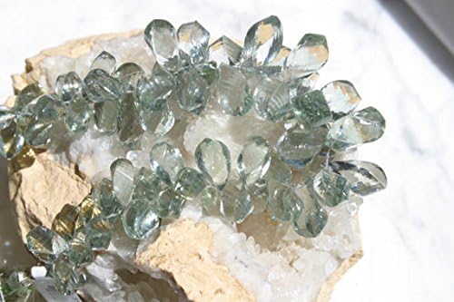 13 inch natural beads strand of 13mmx6-19mmx9mm faceted drop green amethyst gemstone briolletes beads for DIY jewelry - necklace, bracelet, earring, ring.