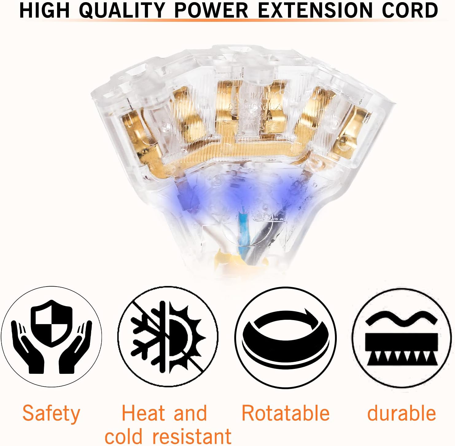 MAYITOP 3 Prong Adapter Generator Power Cord, Nema L5-30P Male to 3X 5-20R Female Adapter Plug, Adapter Generator Power Cord with Lighted End 1.5 FT 30 Amp