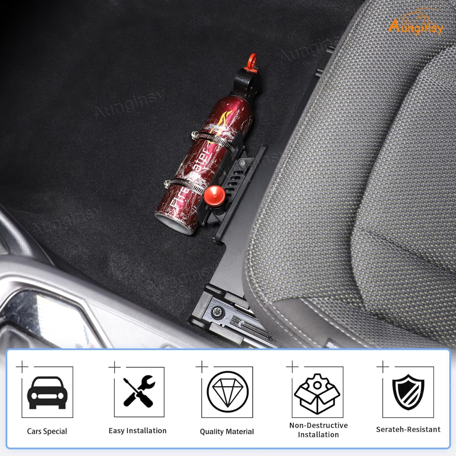 Car Co-Pilot Under Seat Quick Release Roll Bar Fire Extinguisher Mount Bracket Compatible with Subaru Crosstrek 2024 2025+, Adjustable 2 Clamps Fire Extinguisher Bottle Tie Holder Billet Accessories