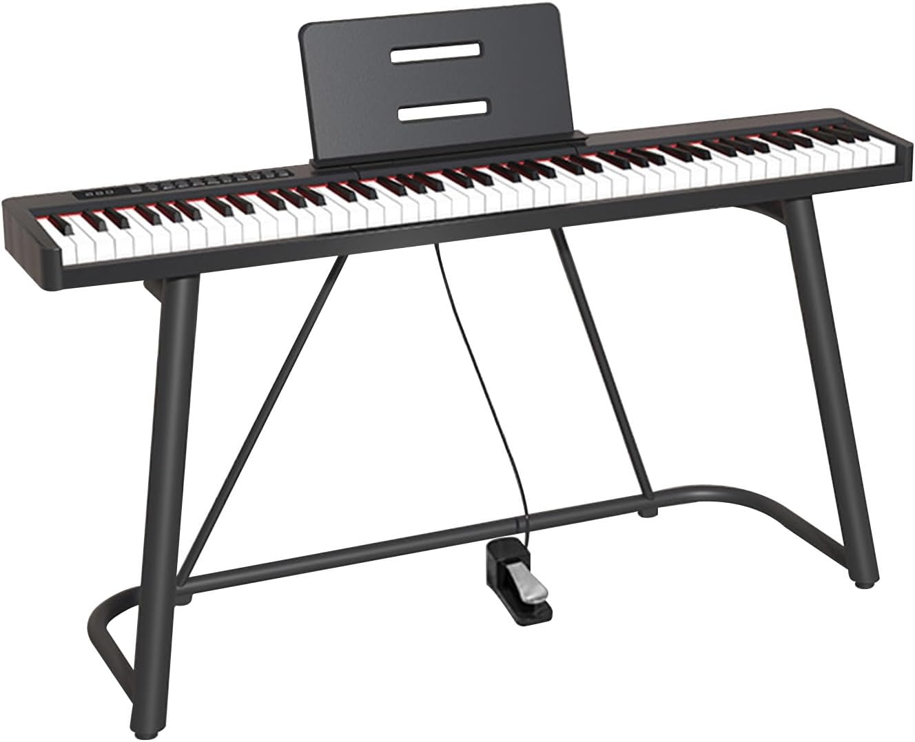 Piano Keyboard 88 Keys Beginner Digital Piano Velocity-Sensitive Keys Portable Electric Piano With Stand, Sustain Pedal And Music Sheet(Black)