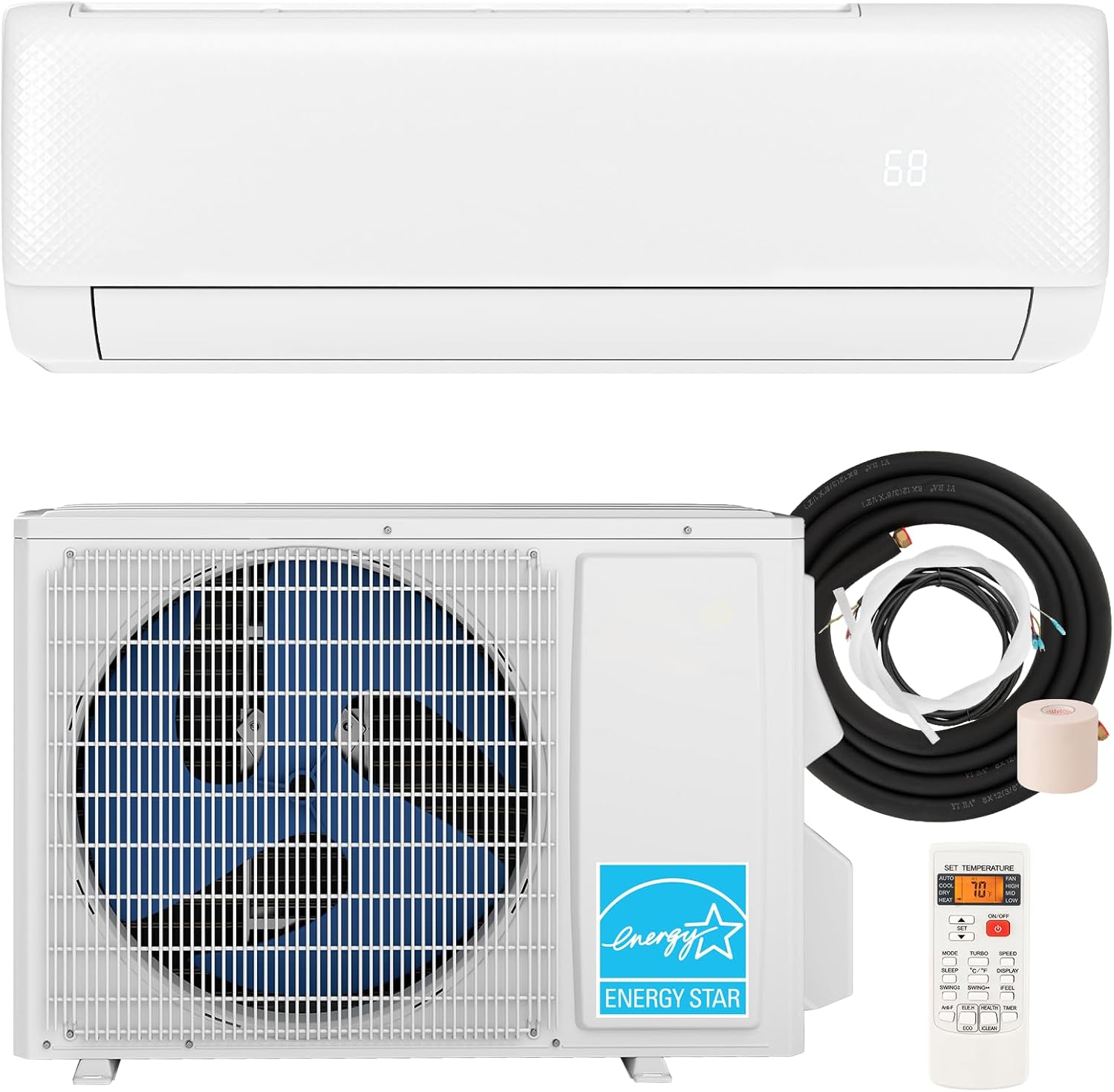SIMOE Mini Split Air Conditioner, 18000BTU 21SEER2 Mini Split AC/Heating System, Ductless Air Conditioner & Heater with Inverter & 1.5 Ton Heat Pump, 208-230V, Cools Up to 1250 Sq. Ft, Energy Star