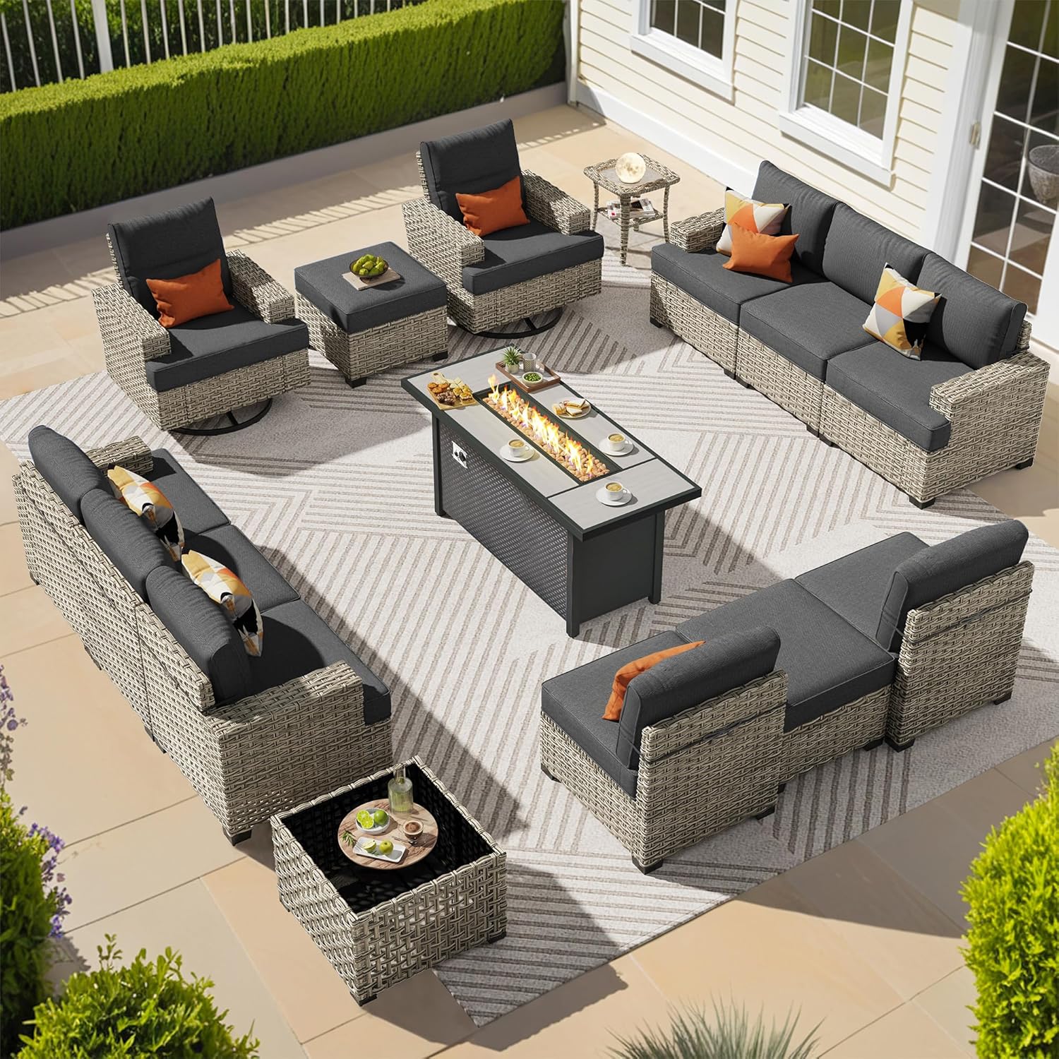 15-Piece Outdoor Sectional Sofa Set w/ 54