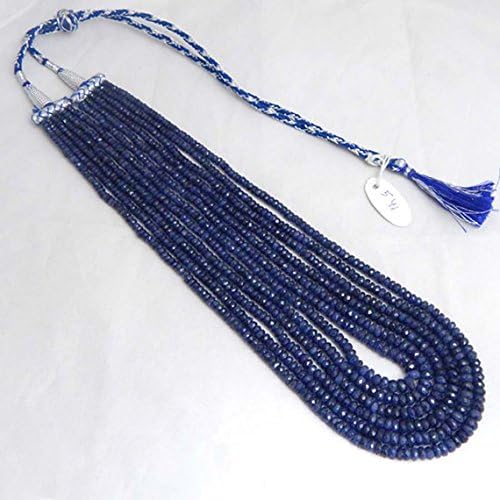 18'' Super Quality Burma Natural Dark Blue Sapphires Micro Faceted rondelle Beads Necklace 541 Carat 3.5-5.5 mm