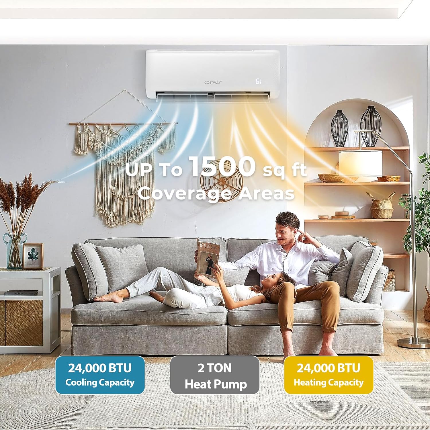 DORTALA 24000 BTU Mini Split Air Conditioner & Heater, 21 SEER2 208-230V Pre-Charged Inverter Heat Pump System, Wall Mounted Ductless AC Unit with Energy Star, Remote, Compatible with Alexa