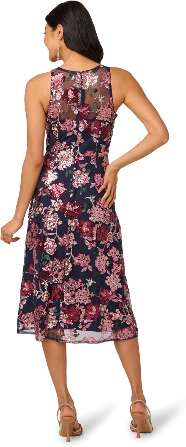 Adrianna Papell Womens Halter Sequin Midi