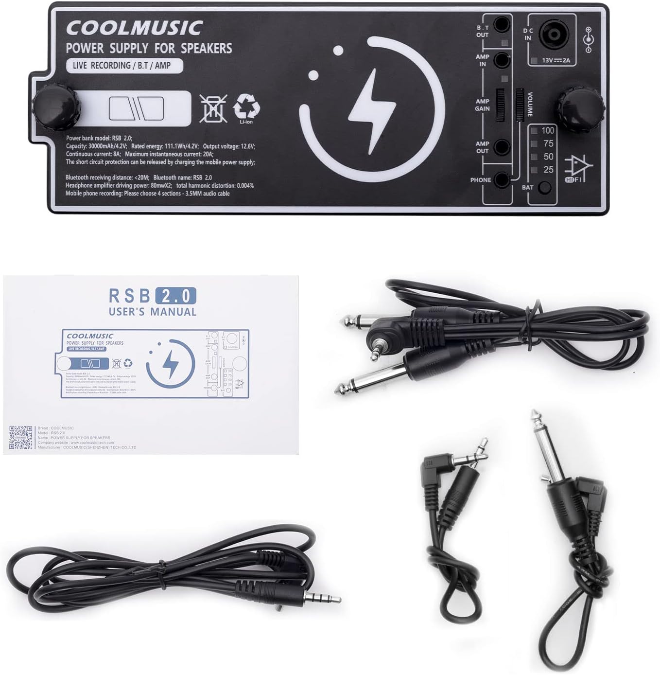 COOLMUSIC Battery for Guitar Amplifier Roland Cube Street EX, Power Bank PRO，Rechargeable, Headphone Amp, Bluetooth，Backup