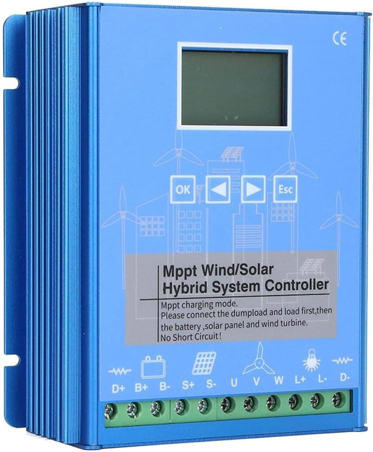 Hybrid Controller 5KW 10KW 12V 24V 48V Wind Solar Power MPPT Regulator for Wind Turbine Generator Charging Batteries Auto Battery Off Grid,12V