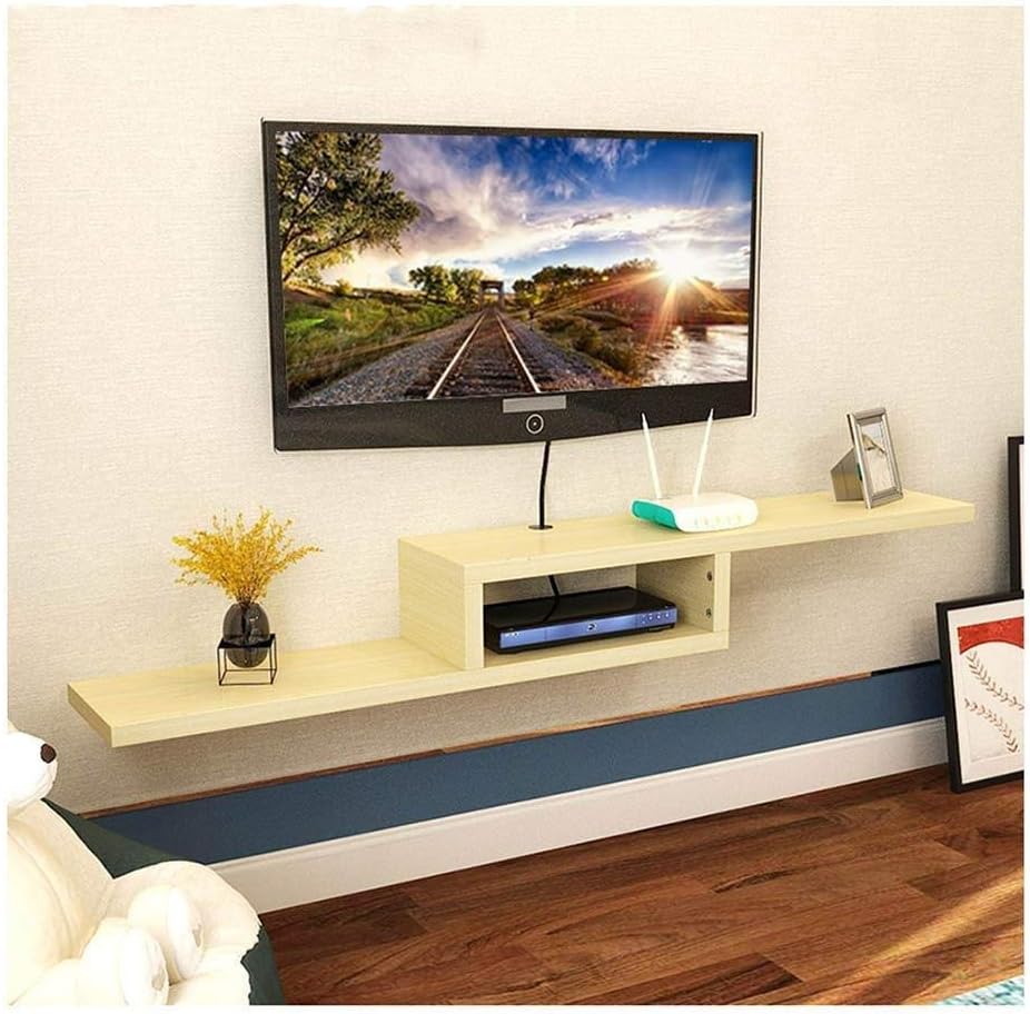 Shelf Rack Tv Set Top Box Shelf Wall Deck Tv Cabinet Decoration Stand-5 Color-3 Size Light Yellow 10020cm Size Name:10020cm Colour Name:White (Light Yellow) (Light Yellow)