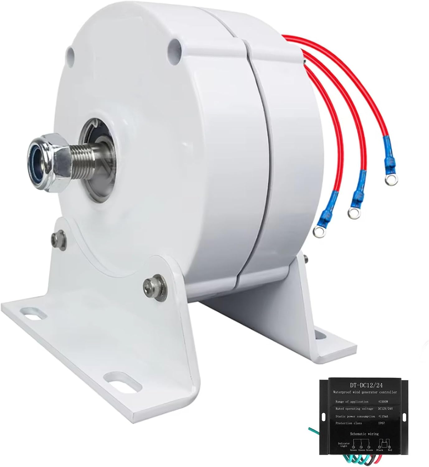 220v,BAOJUHUIKANG 48V Wind Turbine Generator,2000W 12V 24V 48V AC Gearless Permanent Magnet AC Alternators with MPPT Controller for Wind/Water Turbine(With Base)