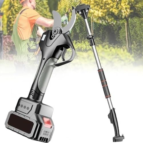 Cordless Electric Pruning Shears with 3-Inch Cutting Diameter, Tree & Branch Trimming Tool, Includes 7.1 Ft Extension Pole & 2 Rechargeable Batteries for Gardening