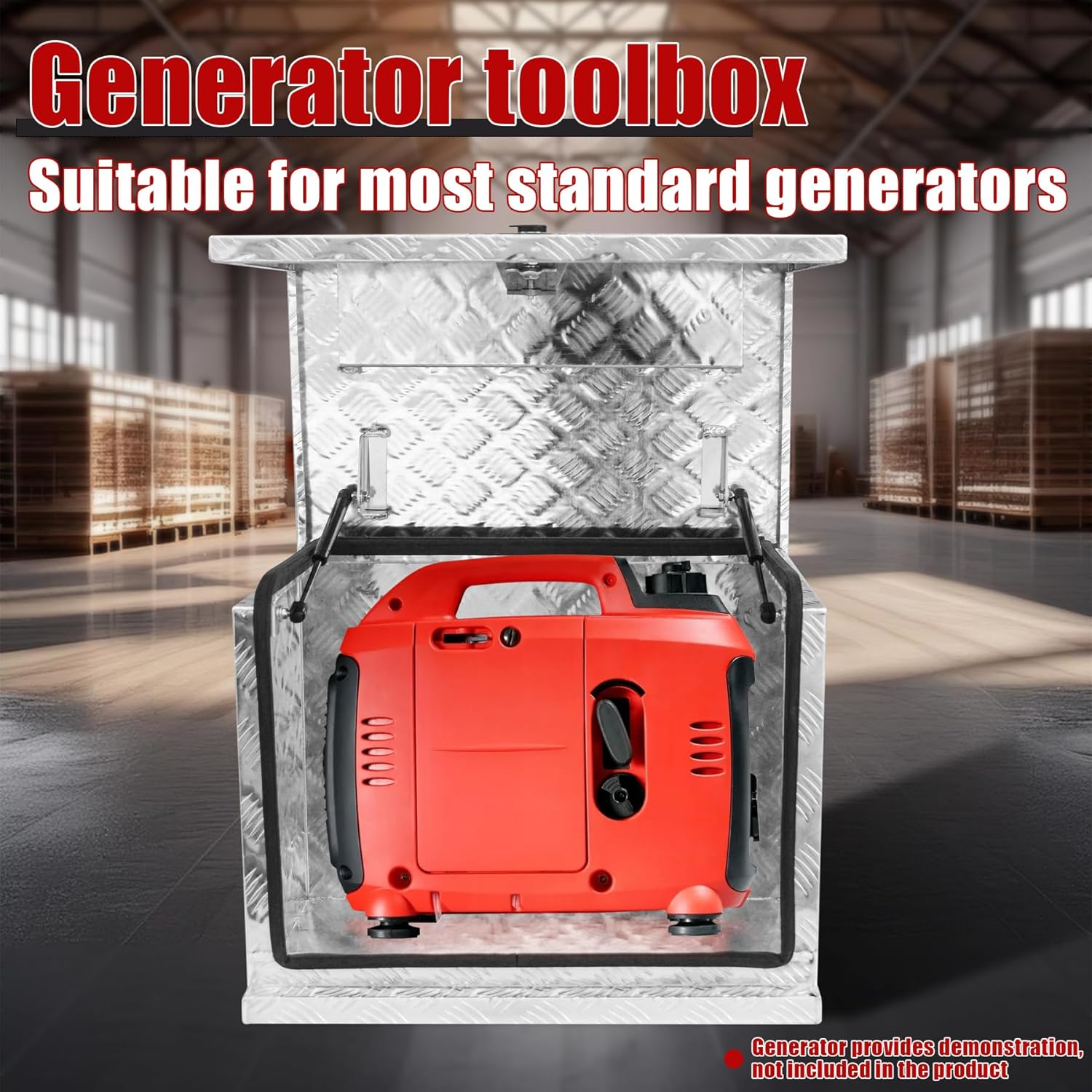 29.5x19.7x23.6 Inch Aluminium Generator Toolbox Heavy Duty Generator Storage Box Fully Sealed with Lock and Keys suitable for RV Garage