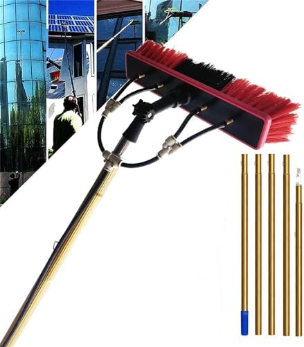 Glass Cleaning Brush Household Water Supply Telescopic Pole Kit Solar Panel Rotating Brush Solar Photovoltaic Panels，9M Telescopic Water Fed Window Cleaning Pole for Photovoltaic a
