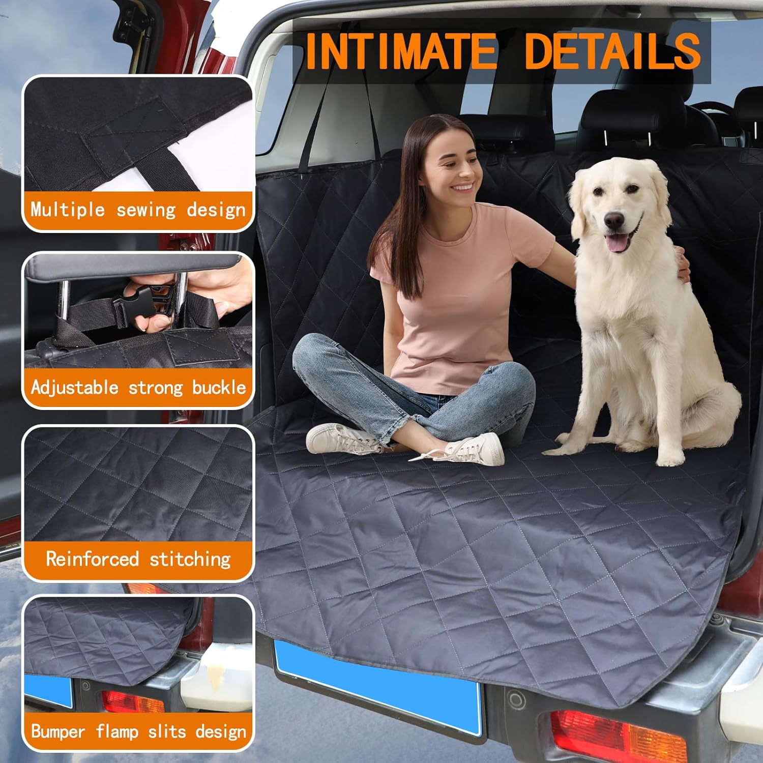 Aunginsy SUV Cargo Liner for Dogs Compatible with Toyota FJ Cruiser 2007-2021, Rear Trunk Mat Travel Nonslip Pet Cargo Boot Liner with Bumper Flap Protector Waterproof Floor Mat for Cats Accessories