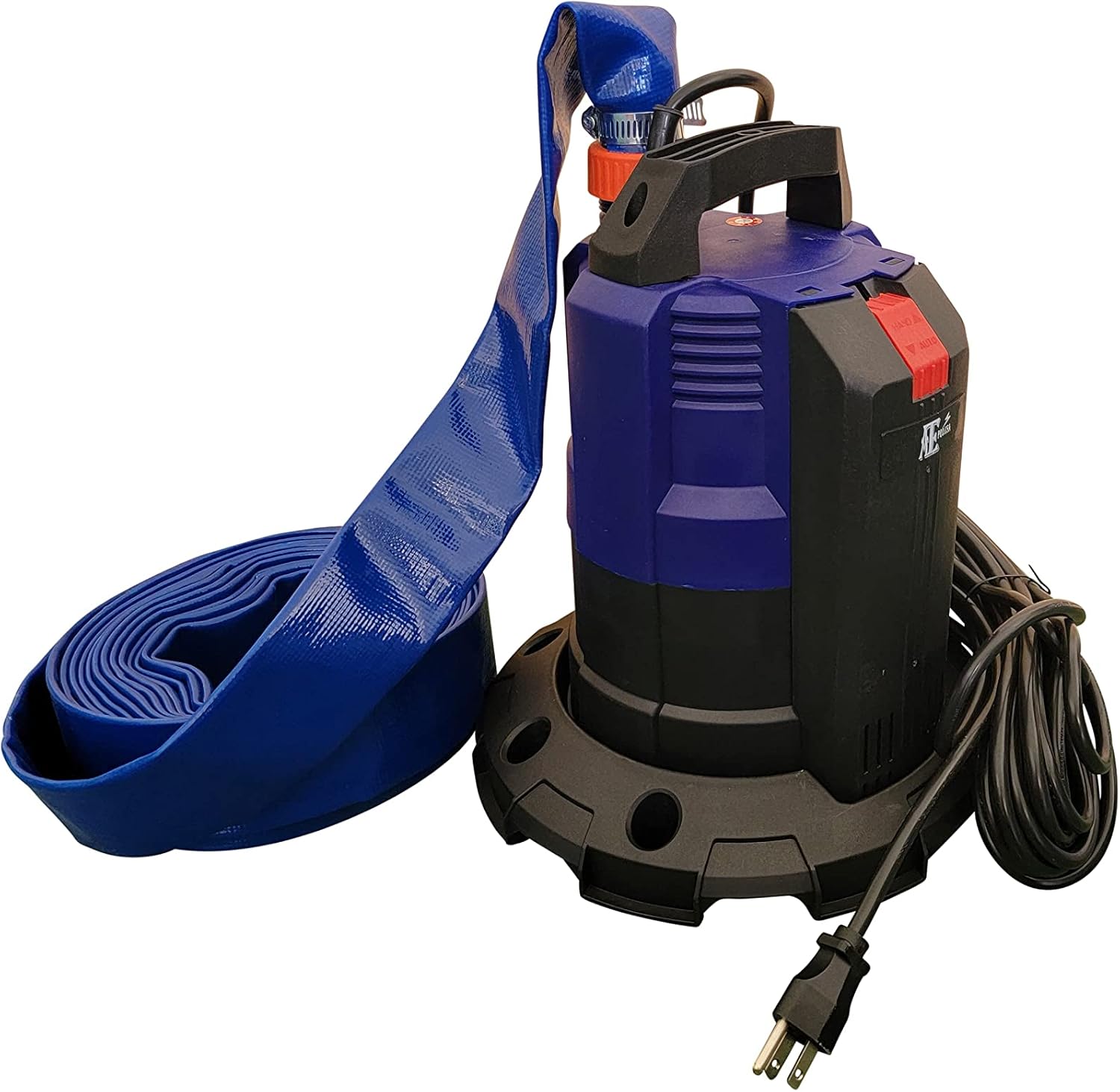 Submersible Water Pump with 25-Foot Hose and Optional Base, Pool Cover Water Drain Pump with Manual On/Off or Auto Mode, Sump Pump for Basements, Hot Tubs and More