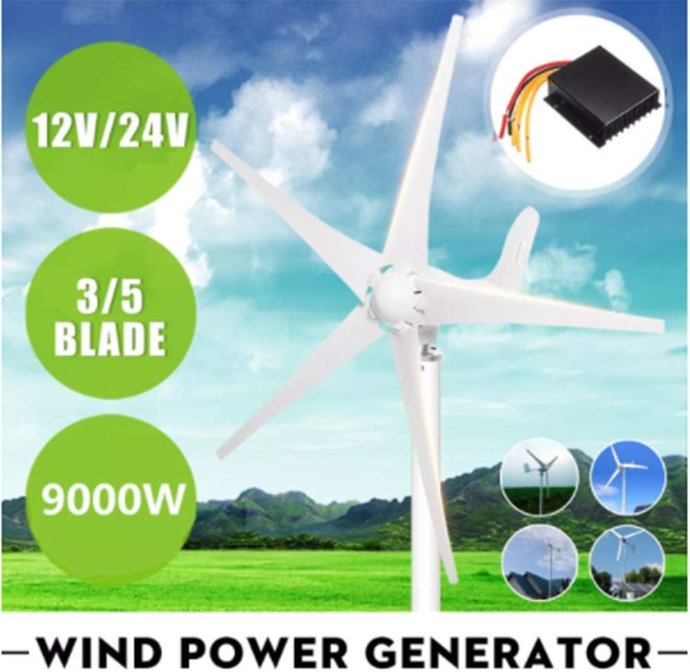 12V 24V 9000W 3/5 Wind Blades Option Wind Turbines Generator with Waterproof Charge Controller Fit for Home Or Camping