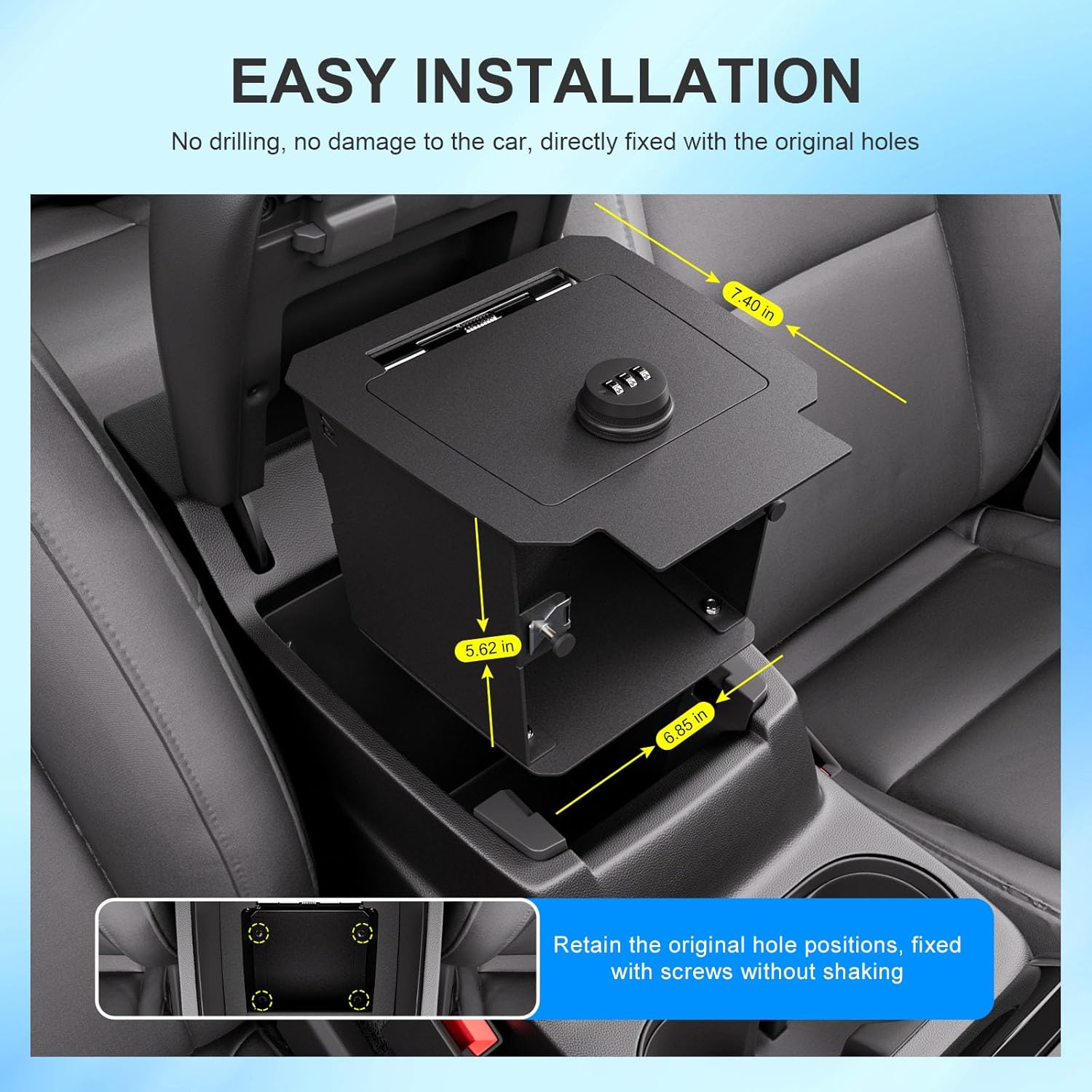 Center Console Safe Organizer Compatible with 2023-2026 Chevy Colorado GMC Canyon Lock Box Console Safe Vault Replacement for 2023-2026 Chevy Colorado Accessories