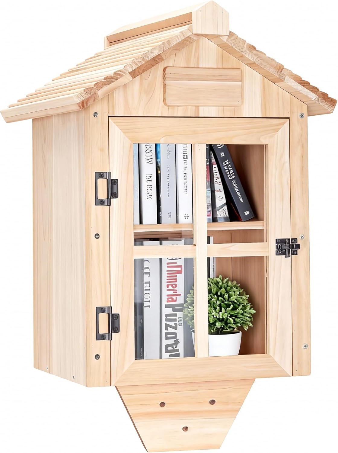 lotoo Free Library Little Library Box Outdoor Kit, Double-layer Little library Wood Cabinet for Neighborhoods, Community and Schools to Sharing Books, Newspapers, Arts