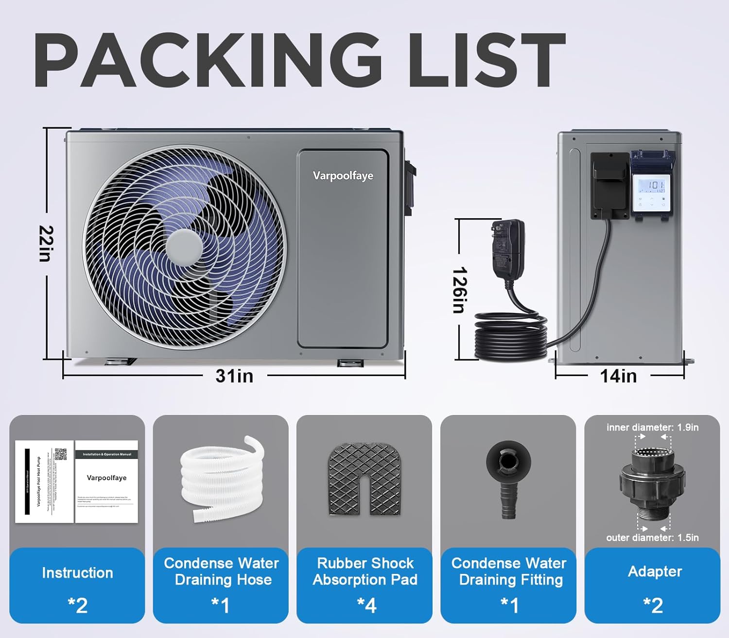 27000 BTU Above Ground Pool Heater Electric 7000 Gallon Swimming Pool Heater for Inground Pools Heating or Cooling WiFi Control Schedule 120V 60HZ