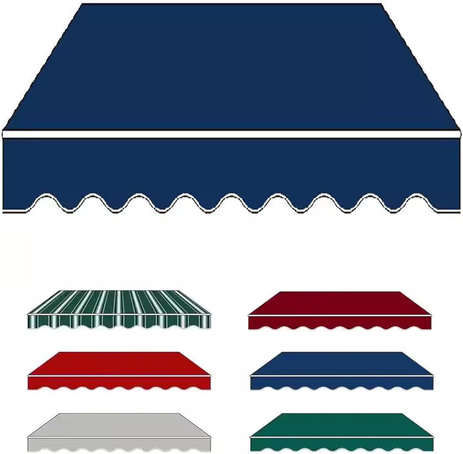 DAZULI Retractable Patio Awning Fabric Replacement (Fabric Only) 100% 280g Polyester Cloth Sunshade Canopy Cover Water Resistant Sun Shade Cover for Window Door Market Deck(Size:12x10ft,Color:Blue)