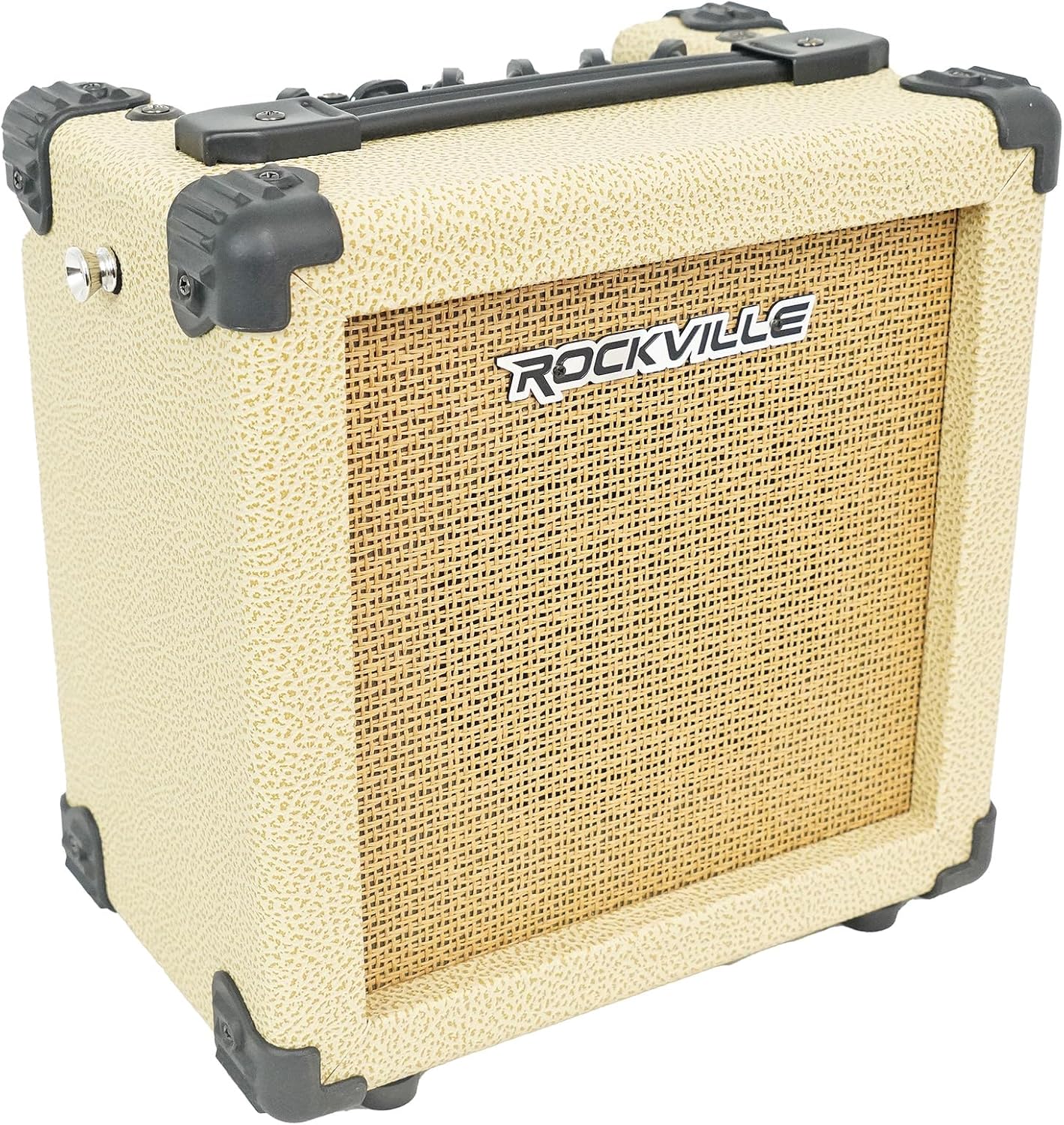Rockville G-CHARGE 20 Beige 20W Battery-Powered Guitar Amplifier, 6.5” Speaker, Spring Reverb, Bluetooth, Mic Input, Kickback Stand, Rechargeable Amp, For Street Performances, Home Jams & Outdoor Play