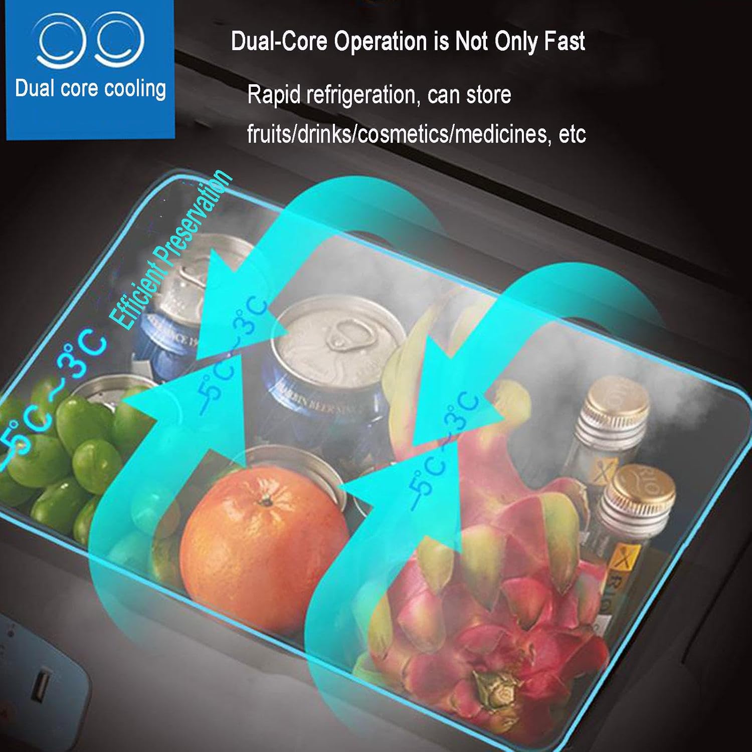 12V/24V Car Refrigerator, 19L Portable Fridge Small Cooling and Heating Box Insulated Box Car Cooler for Car, RV, Truck, Van, Boat, Camping, Travel, Fishing Outdoor