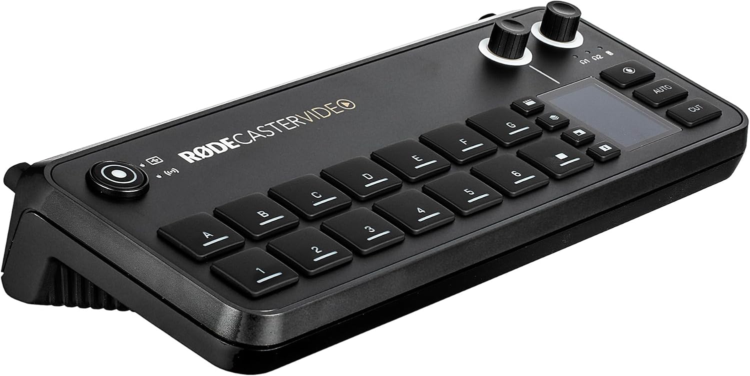 RODECaster Video All-in-One Production Console + 2x Professional Studio Headphones + 2x Podcast Microphone + 64GB Micro SD Memory Card + 4x USB-C + 4x Video Cables + More (Bundle)