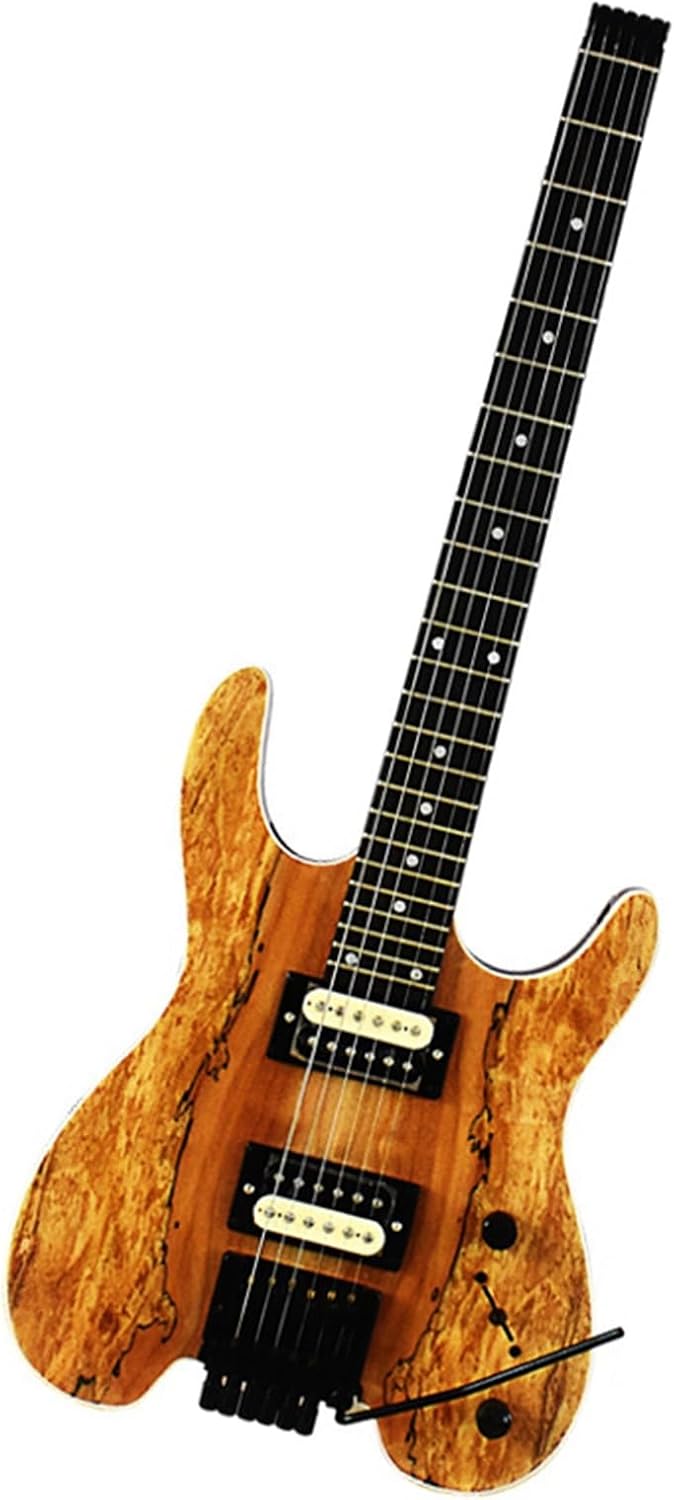 VENEKA Headless Electric Guitar 6-String Headless Electric Guitar Mahogany Body Mahogany Neck Rosewood Fretboard with Black Hardware