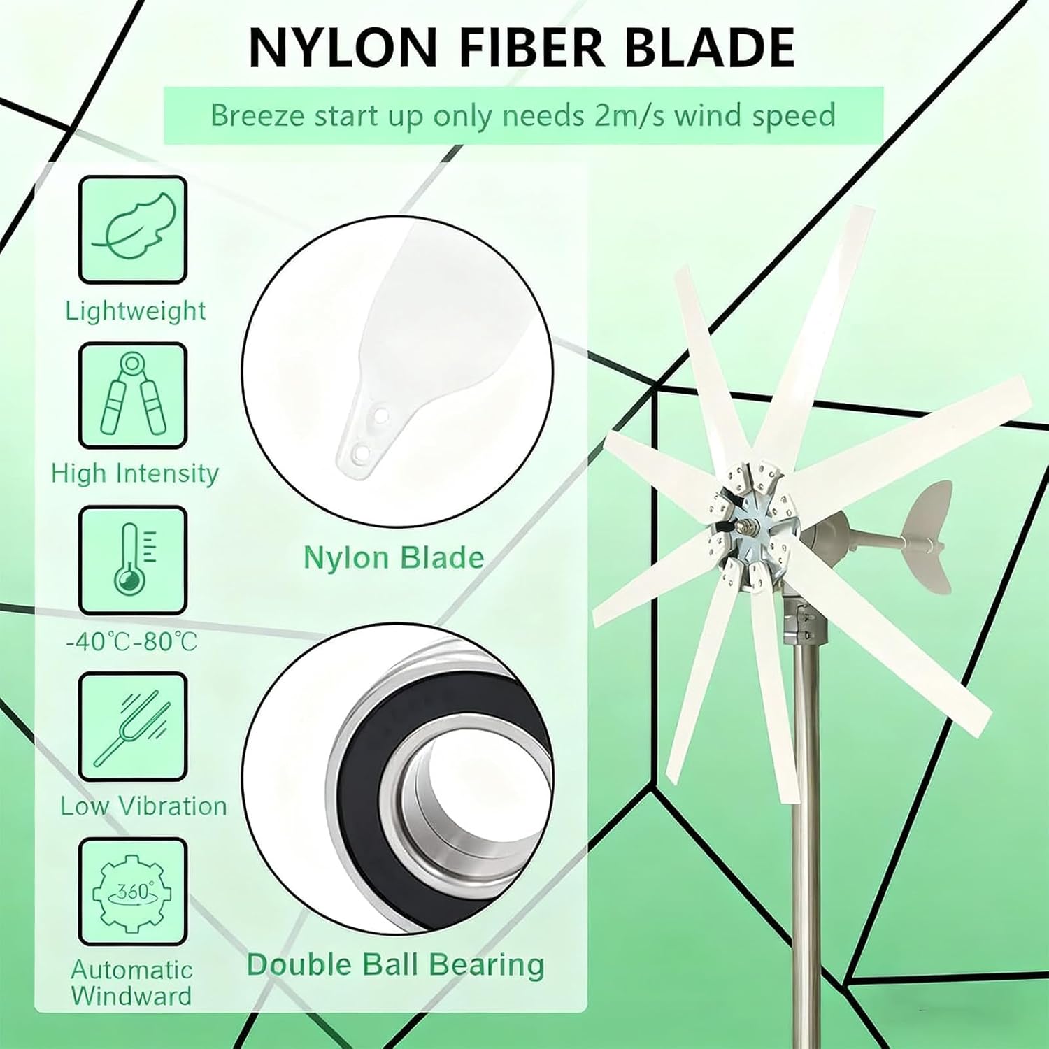 Wind Turbines 400W, 12V 24V 48V Wind Power Small Wind Turbine Generator MPPT Controller for Home Use Solar and Wind Energy 12V