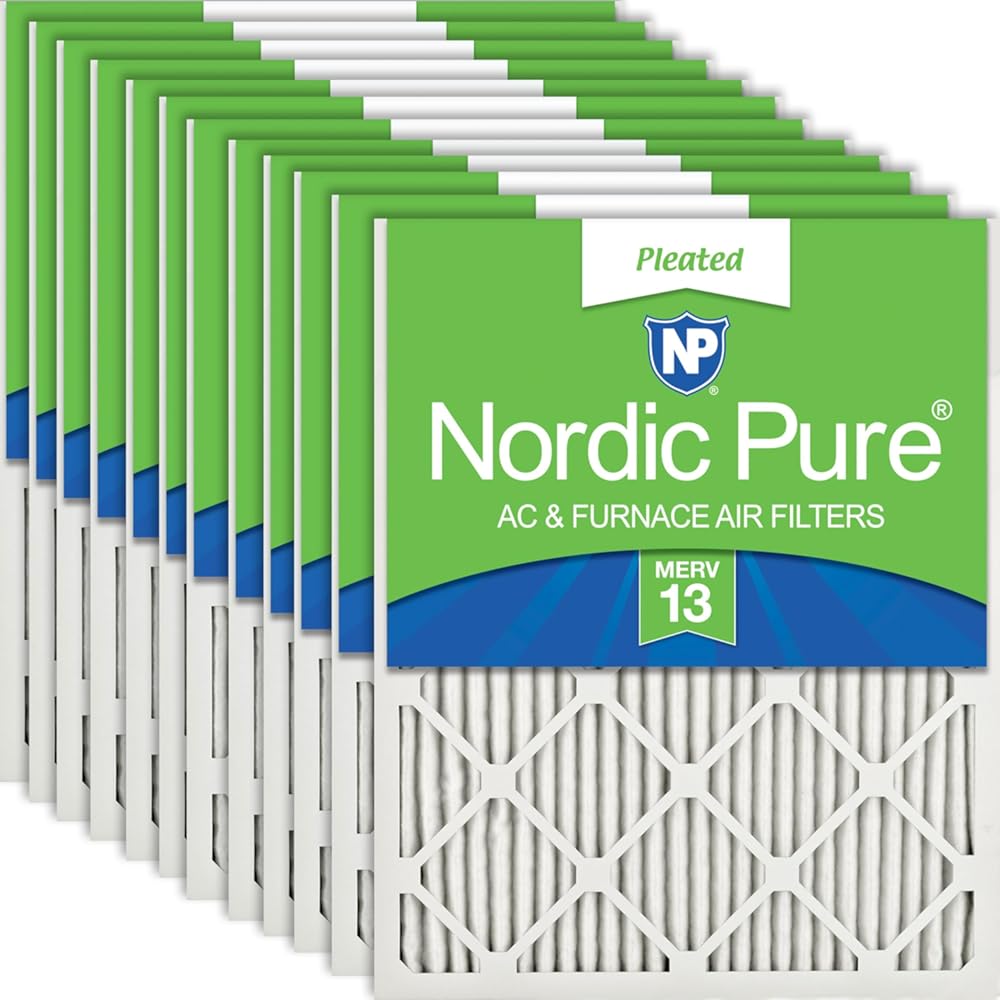 Nordic Pure 12x25x1 (Actual Size: 11 3/4 x 24 3/4 x 3/4) Pleated MERV 13 Air Filters 12 Pack