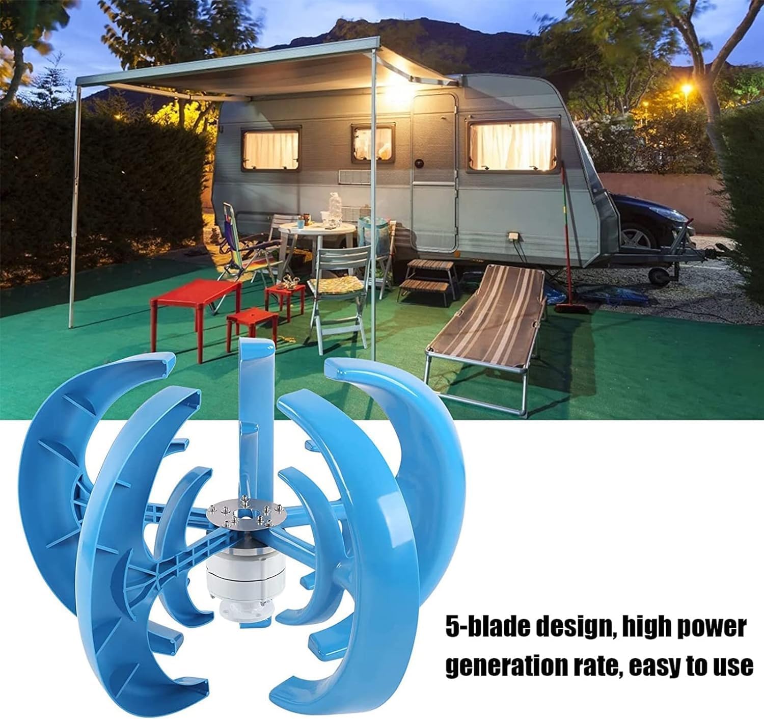 Wind Turbine Generator 5000W 5 Blades Wind Turbine Motor with Charge Controller, Vertical Wind Turbine Generator Kit