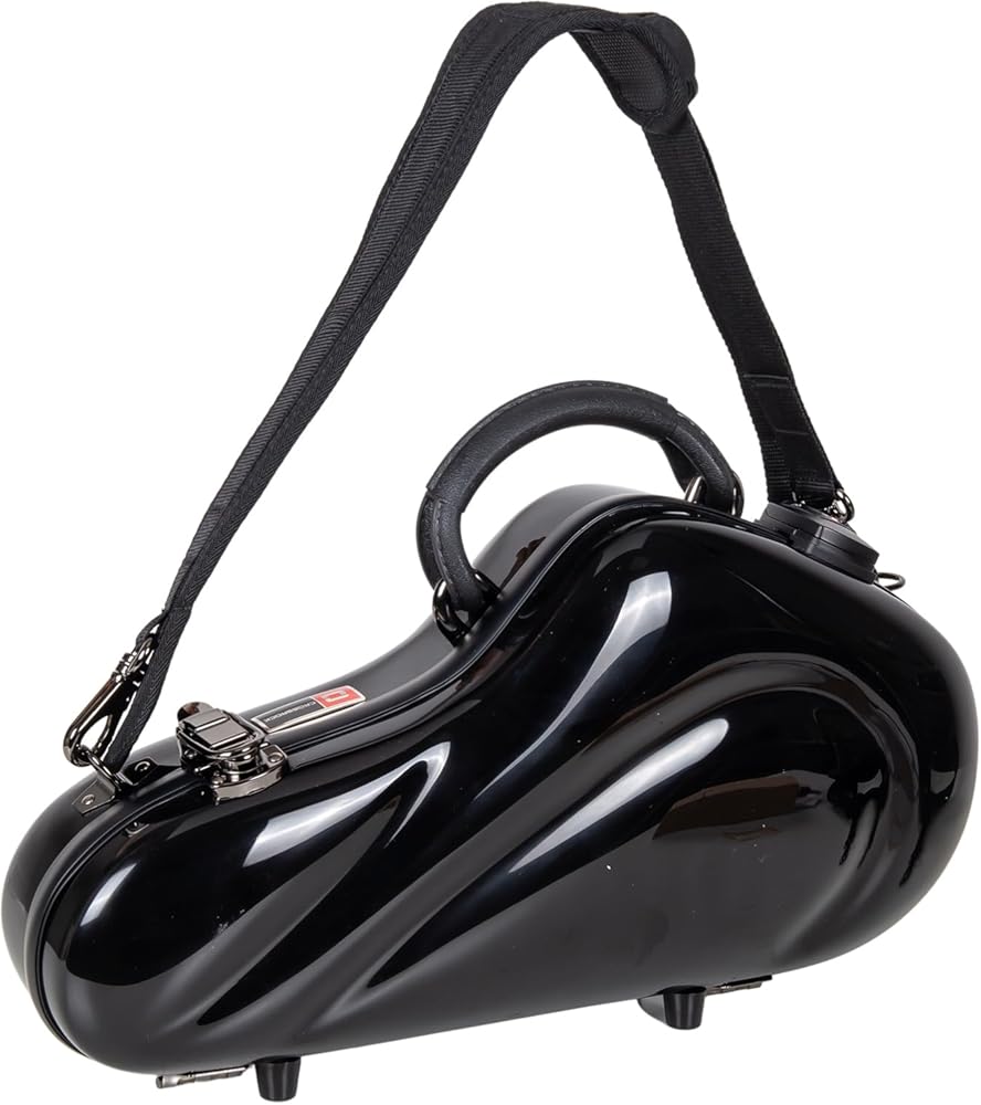 Crossrock Pro-Grade Curved Soprano Saxophone Case | Jet Black Gloss, TSA Lock, Elite Protection, Detachable Backpack Straps, Accessory Pocket for Professional Musicians