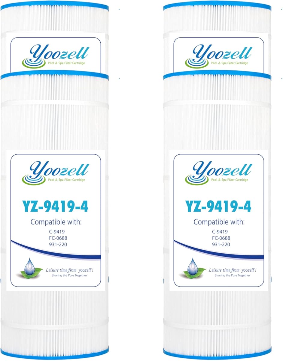 Pool Filter Replaces for C-9419, Filbur FC-0688, 931-220, PAP200, SP200, Clean and Clear 200, CC200, Ultral-C5, PP-C5, Darlly 10201, 200 Sq.Ft Swimming Pool Filter Cartridge, 4 Pack