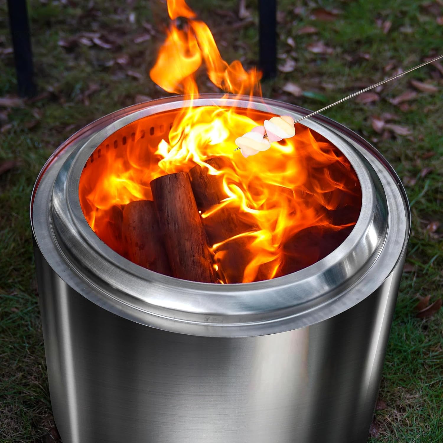 Smokeless Firepit 19.4 Inches Outdoor, Fire Pits for Outside Patio Durable Stainless Steel for Wood Burning, Smokeless Instant Fire Pit for Patio Garden,Camping,Backyard