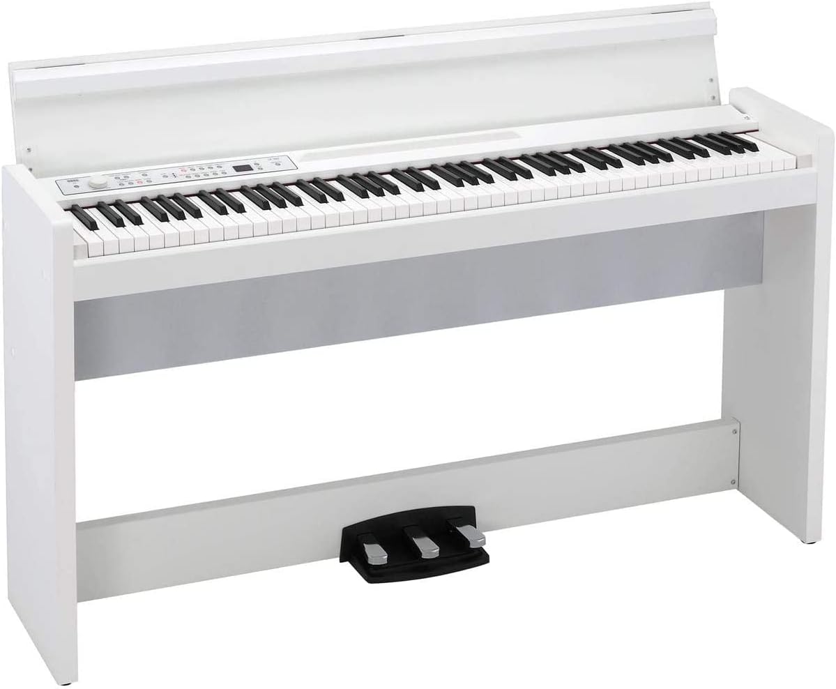 Korg LP-380 Digital Piano - White Bundle with Furniture Bench, Headphones, and Austin Bazaar Polishing Cloth