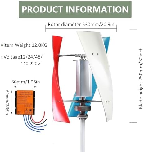 Residential Wind Turbine Generator Kit 12000W - Horizontal Blades with Controller, 12V/24V/48V Magnetic Levitation for Home Use, Eco-Friendly Energy Solution