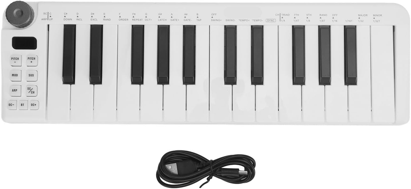 MIDI Keyboard Controller, 25 Sensitive Keys Connection Smart MIDI Keyboard Controller for Music Production