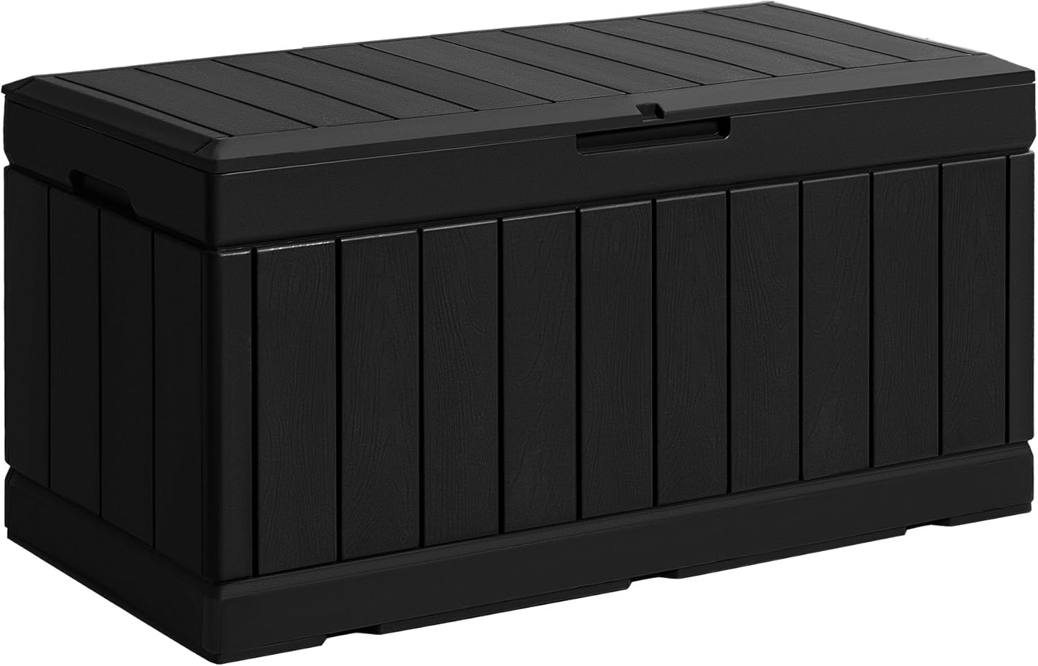 GUNJI 85 Gallon Deck Box Outdoor Waterproof Large Resin Storage Box Patio Lockable Storage Container Porch Storage Bench (Black)