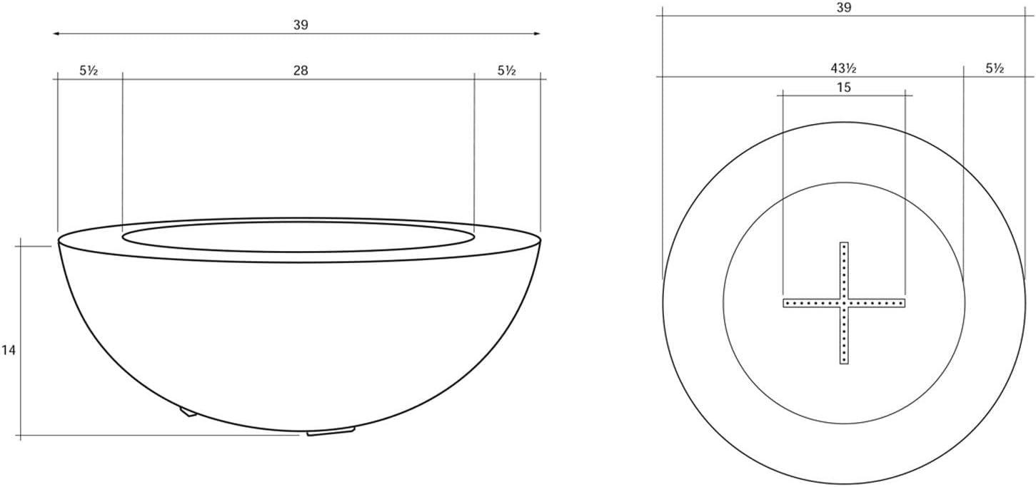 Prism Hardscapes Moderno 6 Concrete Gas Fire Pit, Pewter, 39-Inch (Fuel Type: Propane)